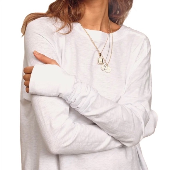 Free People We The Free Arden Tee Long Sleeve in Optic White New with Tags Small - Picture 4 of 14
